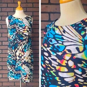 Worthington Colorful Butterfly Wings Tie-Dye Bodycon Shift Dress Size Medium